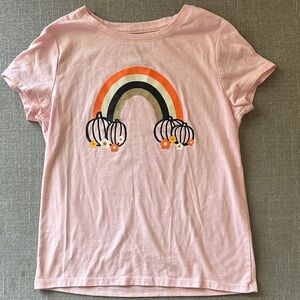 Cat & Jack Pink Halloween Pumpkin Rainbow Short Sleeve T Shirt Size M (8)